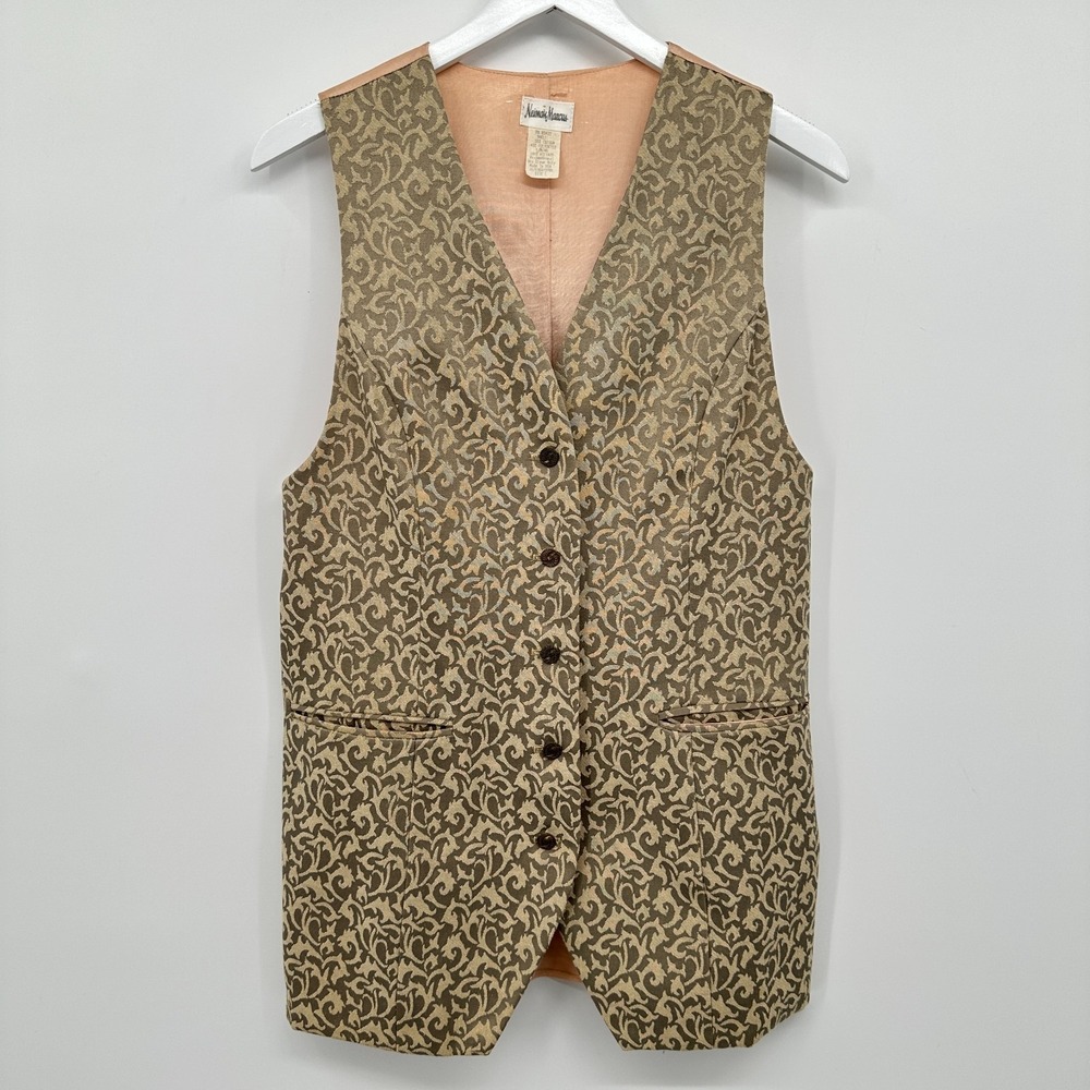 Vintage Neiman Marcus Vest Size Large Tapestry Neutral Earthy‎ Quiet Luxury USA
